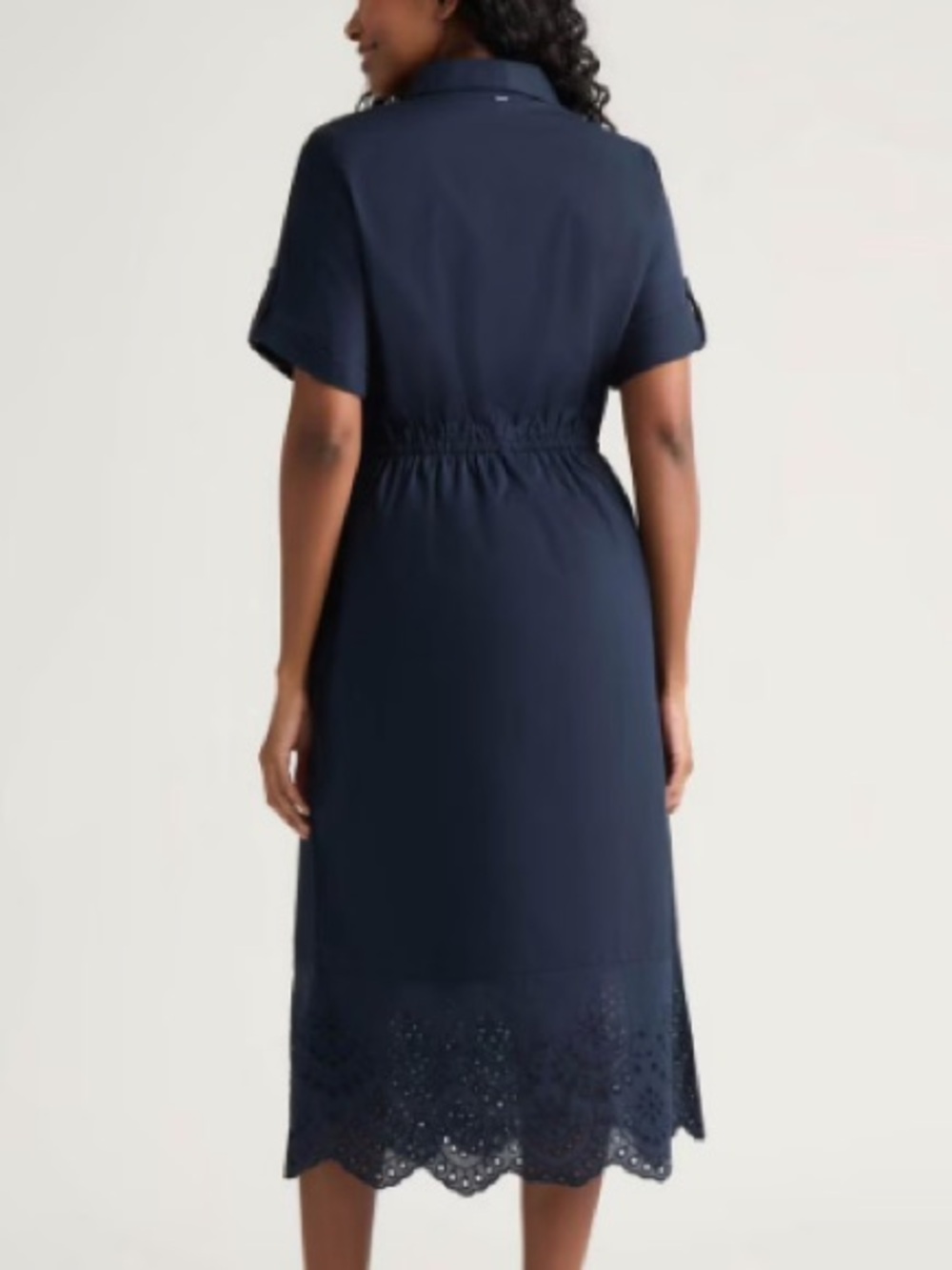 NWT Mexx Women's Navy Eyelet Hem Shirt Dress short sleeve - Picture 2 of 9
